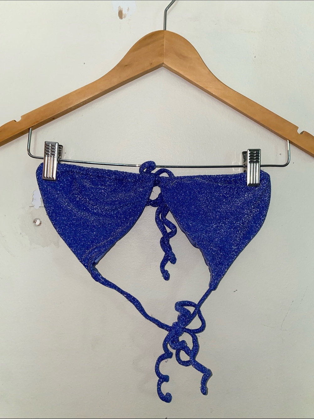 Berlook Blue/Purple Sparkle Tie-Back Triangle Bikini Top